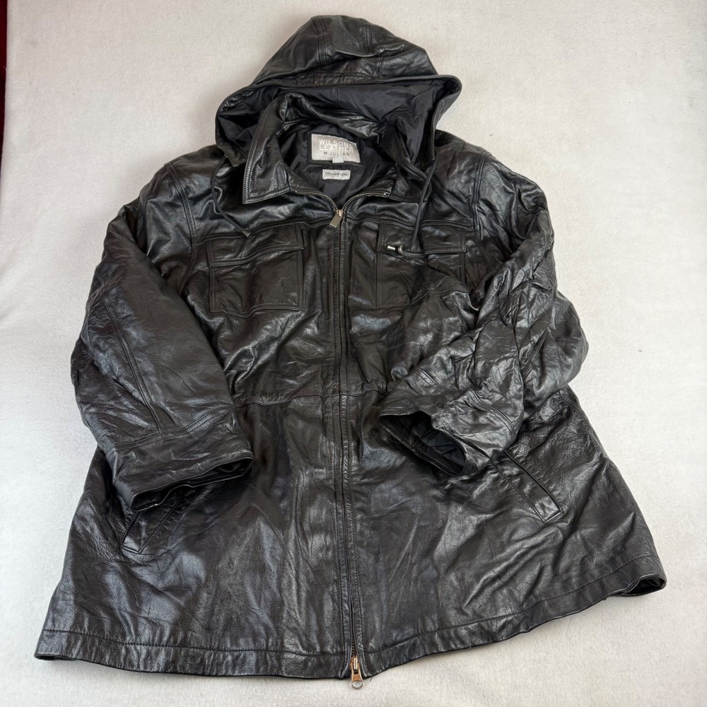 Wilsons Leather M Julian Mens XL Black Hooded Parka Thinsulate Ultra Jacket